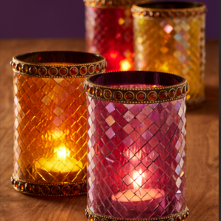 Handcrafted Mosaic Glass Diwali Tealight Holder by exclusively luxe