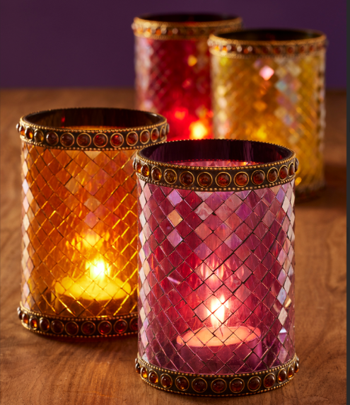 Handcrafted Mosaic Glass Diwali Tealight Holder