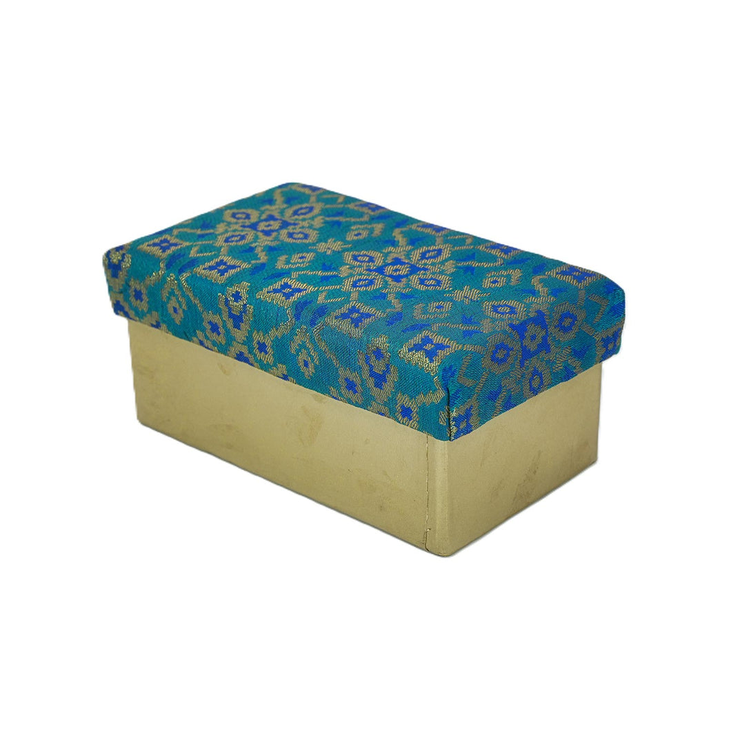 Large Mithai Box with Blue Patola Brocade Lid (Empty)