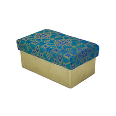 Large Mithai Box with Blue Patola Brocade Lid (Empty)