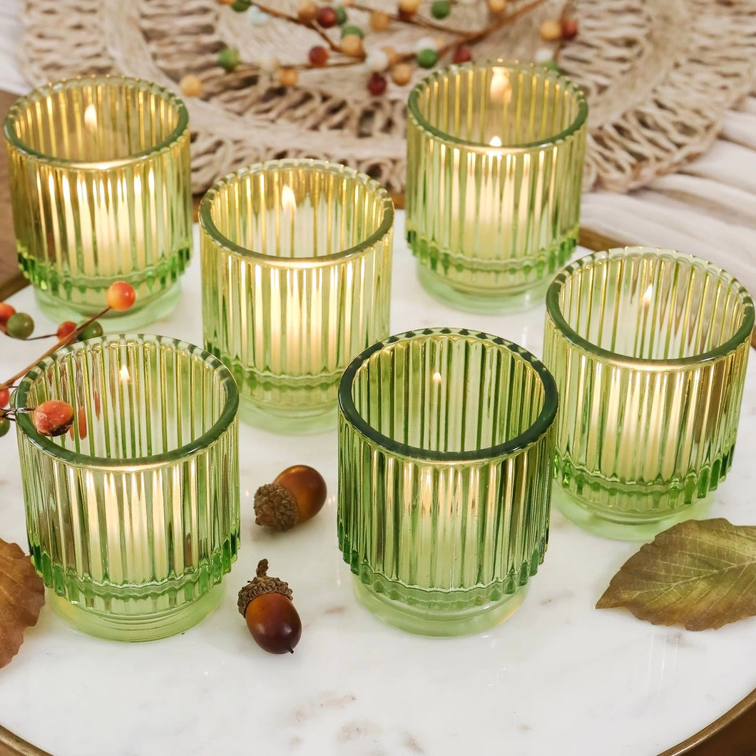 Emerald Glass Diwali Tealight Holders (Set of 6)