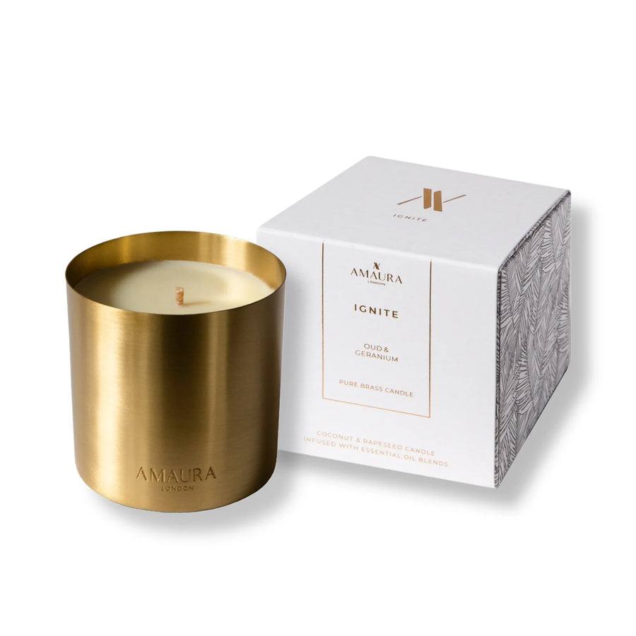 Oud & Geranium Luxury Brass Candle
