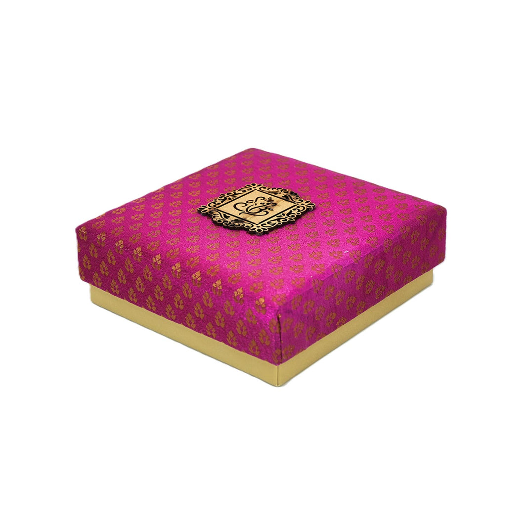 Magenta & Gold Brocade Diwali Mithai Box (Empty)