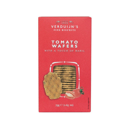 Exclusively Luxe presents Verduijn’s Tomato Wafers with basil, a gourmet crisp perfect for elegant snacking.